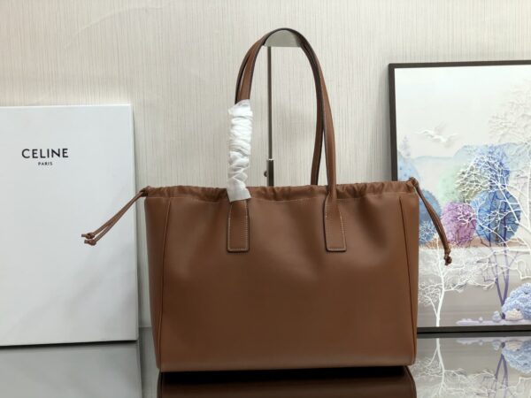 1:1 Replica Celine Cabas Drawstring Cuir Triomphe Brown For Women 44cm / 17in 199973DU3.04LU