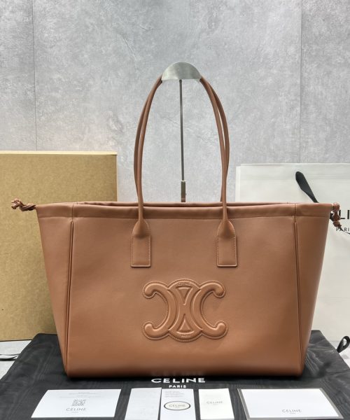1:1 Replica Celine Cabas Drawstring Cuir Triomphe Tan For Women 17in/44cm 199973DU3.04LU
