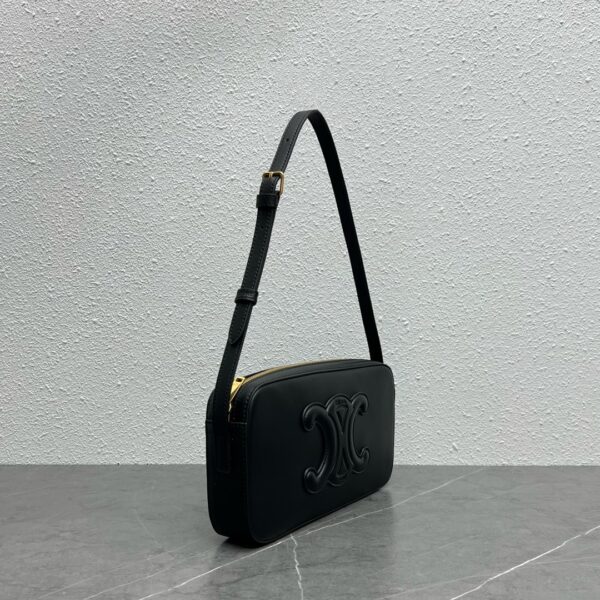 1:1 Replica Celine Camera Shoulder Bag Cuir Triomphe Black For Women 10in/26cm
