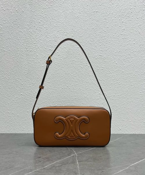 1:1 Replica Celine Camera Shoulder Bag Cuir Triomphe Brown For Women 10in/26cm 199183DU3.04LU