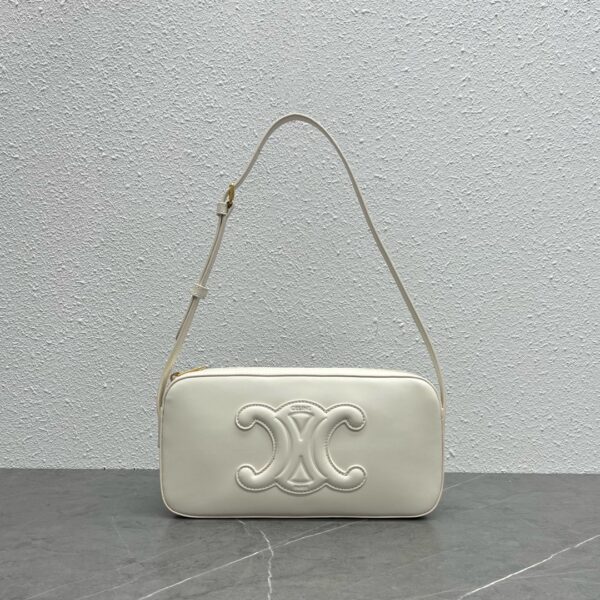 1:1 Replica Celine Camera Shoulder Bag Cuir Triomphe White For Women 10in/26cm