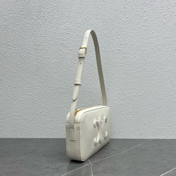 1:1 Replica Celine Camera Shoulder Bag Cuir Triomphe White For Women 10in/26cm
