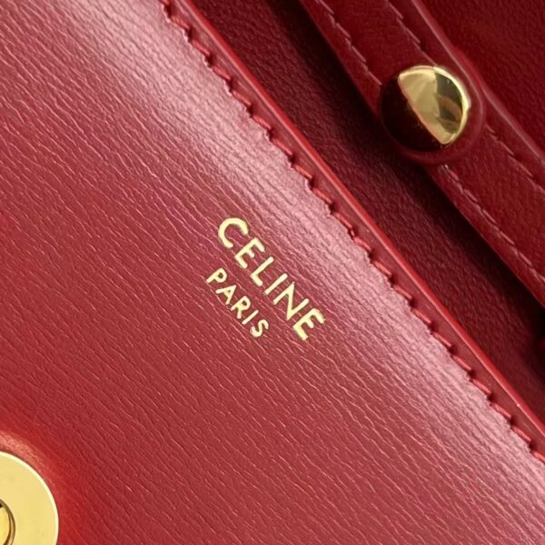 1:1 Replica Celine Card Holder On Chain Triomphe Red For Women 4in/11cm 10J743DPV.27VD