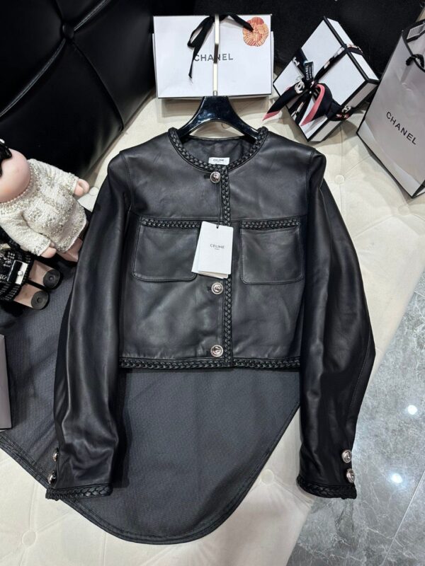 Celine Cazadora Piel Napa Detalles Trenzados Black For Women