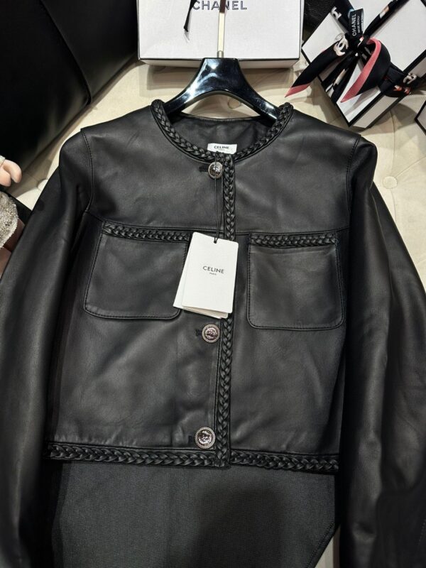 Celine Cazadora Piel Napa Detalles Trenzados Black For Women