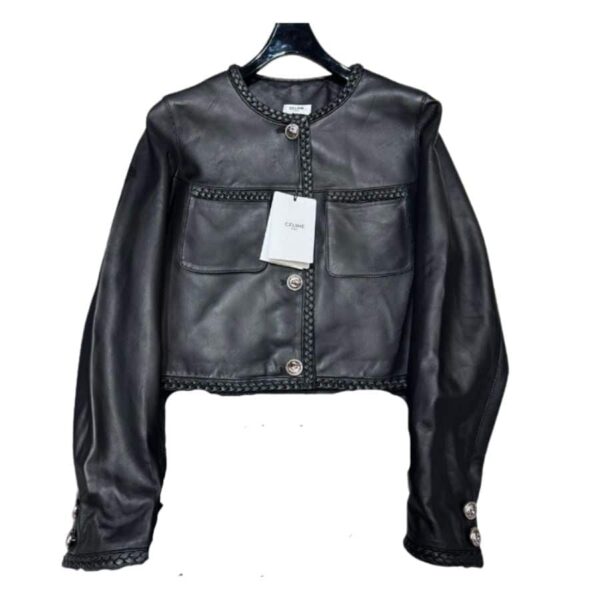 Celine Cazadora Piel Napa Detalles Trenzados Black For Women