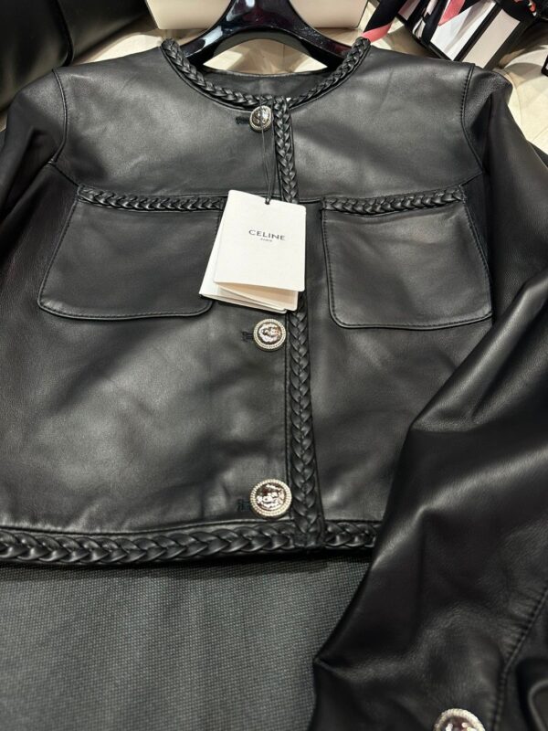 Celine Cazadora Piel Napa Detalles Trenzados Black For Women