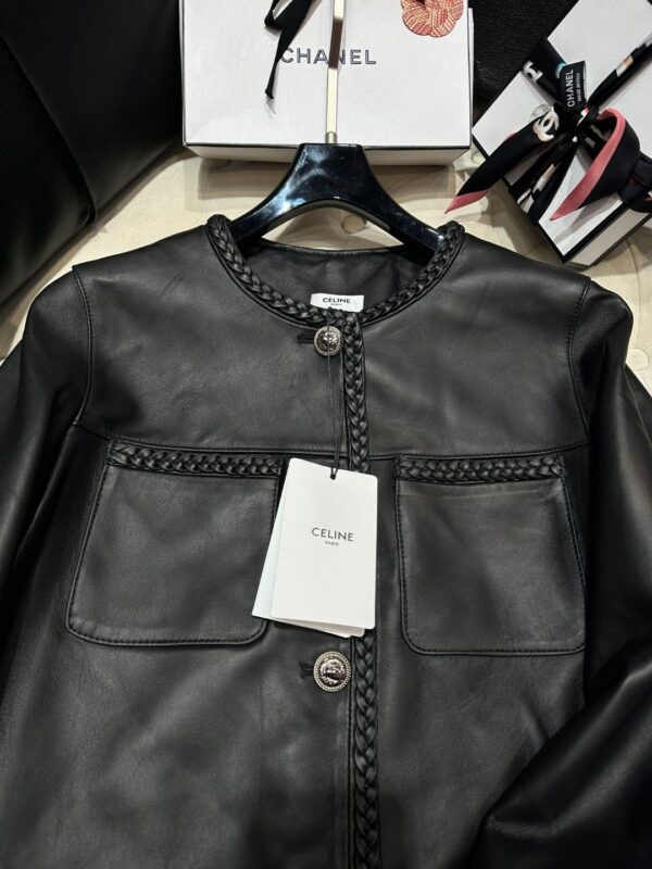 Celine Cazadora Piel Napa Detalles Trenzados Black For Women