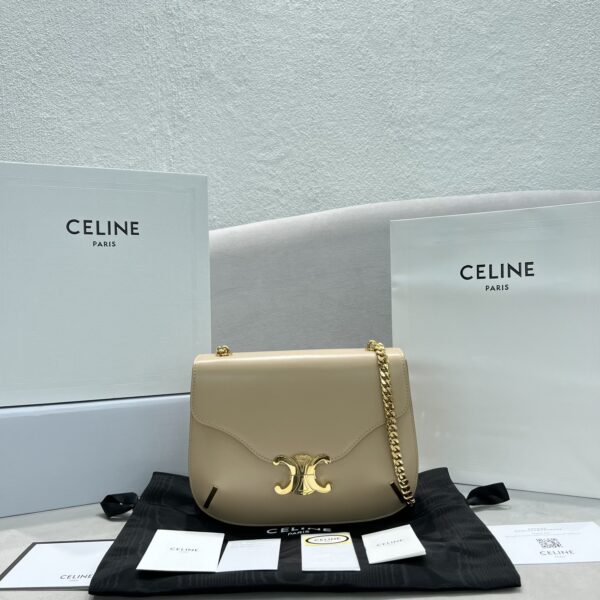 1:1 Replica Celine Chain Besace Triomphe Beige For Women 10in/24.5cm