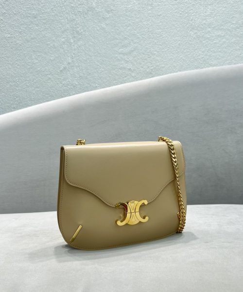 1:1 Replica Celine Chain Besace Triomphe Beige For Women 10in/24.5cm