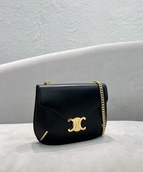 1:1 Replica Celine Chain Besace Triomphe Black For Women 10in/24.5cm 199273BF4.38NO