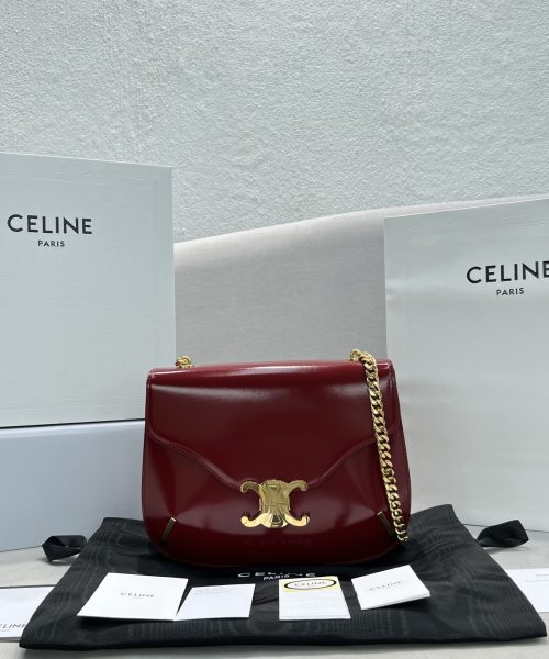 1:1 Replica Celine Chain Besace Triomphe Carmin For Women 10in/24.5cm 199273BF4.27CA