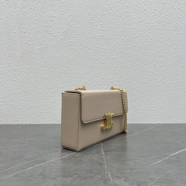 1:1 Replica Celine Chain Box Triomphe Bag Beige For Women 9in/22cm