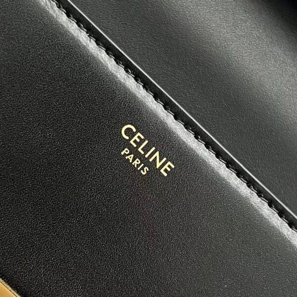 1:1 Replica Celine Chain Box Triomphe Bag Black For Women 9in/22cm 110803BF4.38NO
