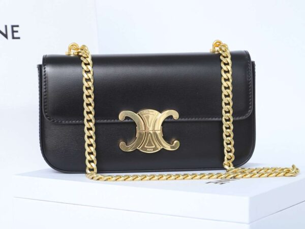 1:1 Replica Celine Chain Shoulder Bag Black For Women 8in/20.5cm 197993BF4.38NO