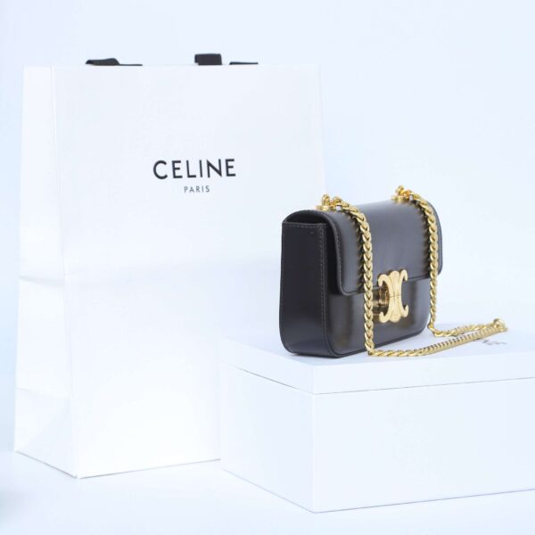 1:1 Replica Celine Chain Shoulder Bag Black For Women 8in/20.5cm 197993BF4.38NO