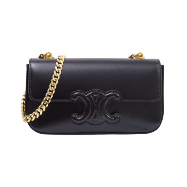 1:1 Replica Celine Chain Shoulder Bag Black/Brown For Women 8in/20.5cm