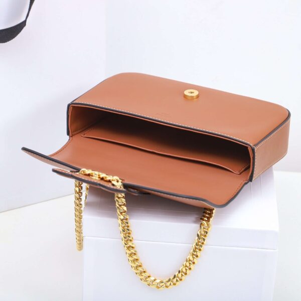 1:1 Replica Celine Chain Shoulder Bag Black/Brown For Women 8in/20.5cm