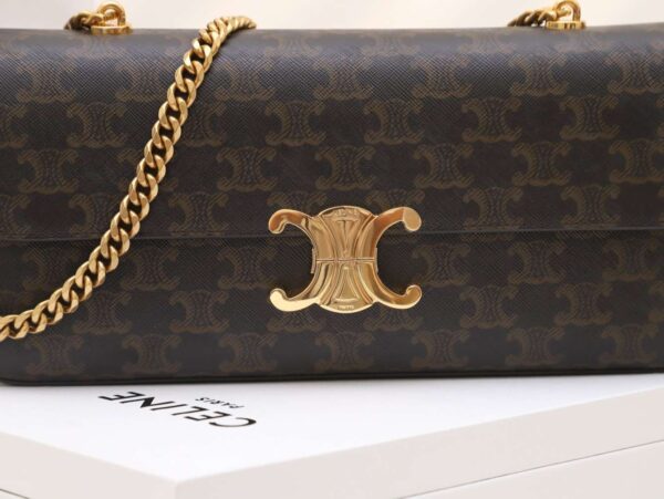 1:1 Replica Celine Chain Shoulder Bag Brown For Women 13in/33cm