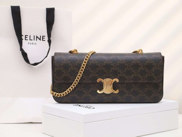 1:1 Replica Celine Chain Shoulder Bag Brown For Women 13in/33cm