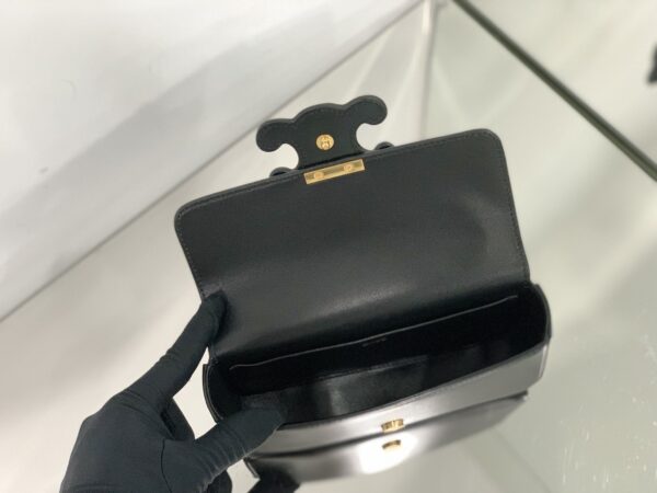 1:1 Replica Celine Chain Shoulder Bag Cuir Triomphe Black For Women 7.9in/20cm