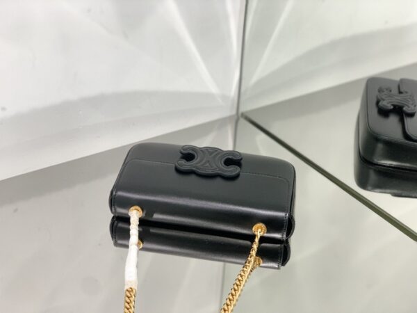 1:1 Replica Celine Chain Shoulder Bag Cuir Triomphe Black For Women 7.9in/20cm