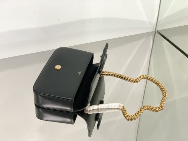1:1 Replica Celine Chain Shoulder Bag Cuir Triomphe Black For Women 7.9in/20cm