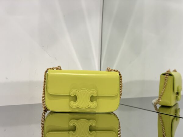 1:1 Replica Celine Chain Shoulder Bag Cuir Triomphe Green For Women 7.9in/20cm