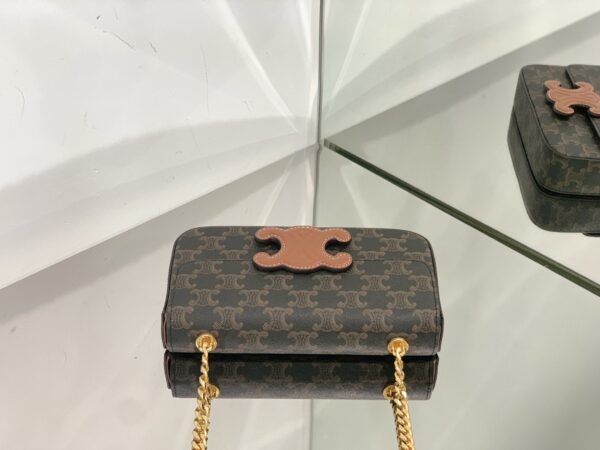 1:1 Replica Celine Chain Shoulder Bag Cuir Triomphe In Triomphe Canvas Tan For Women 7.9in/20cm