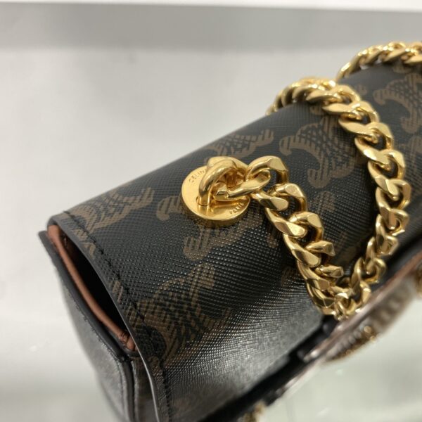 1:1 Replica Celine Chain Shoulder Bag Cuir Triomphe In Triomphe Canvas Tan For Women 7.9in/20cm