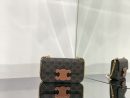 1:1 Replica Celine Chain Shoulder Bag Cuir Triomphe In Triomphe Canvas Tan For Women 7.9in/20cm