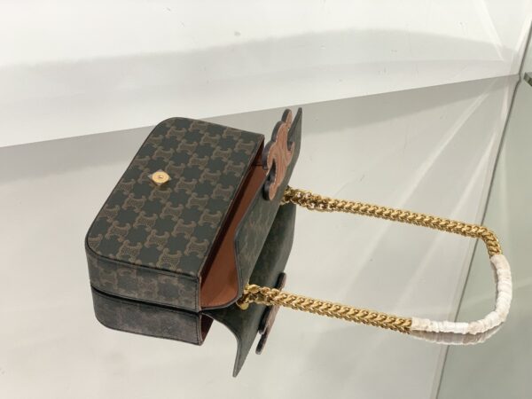 1:1 Replica Celine Chain Shoulder Bag Cuir Triomphe In Triomphe Canvas Tan For Women 7.9in/20cm