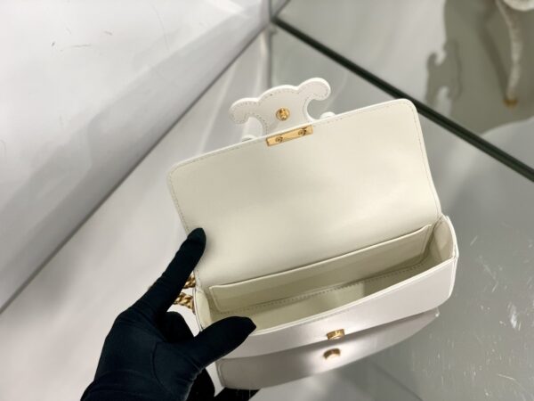 1:1 Replica Celine Chain Shoulder Bag Cuir Triomphe White For Women 7.9in/20cm