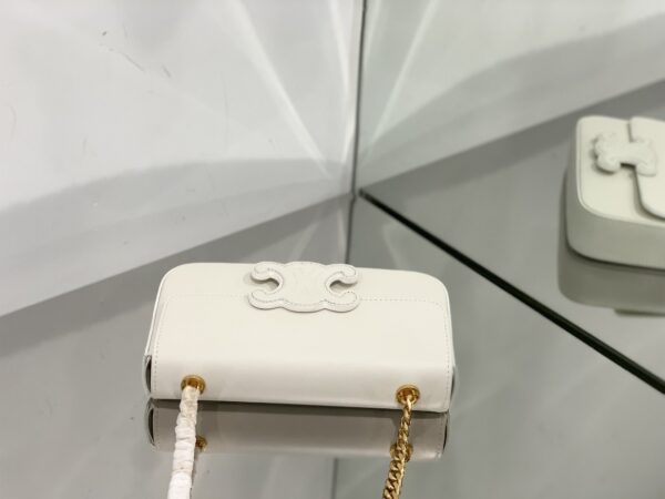 1:1 Replica Celine Chain Shoulder Bag Cuir Triomphe White For Women 7.9in/20cm