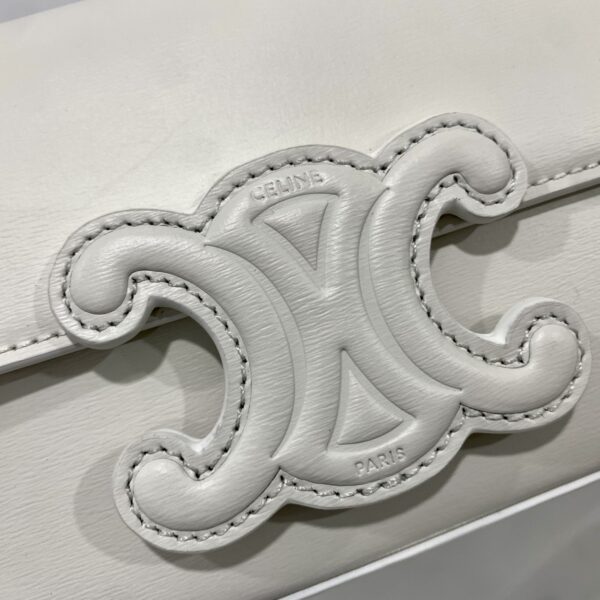 1:1 Replica Celine Chain Shoulder Bag Cuir Triomphe White For Women 7.9in/20cm