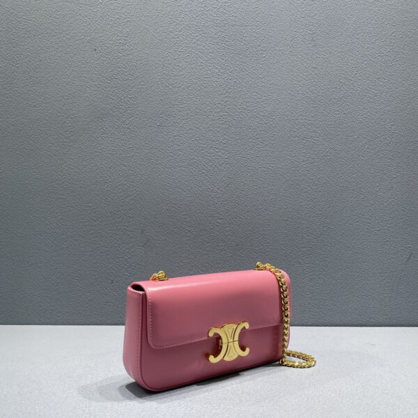 1:1 Replica Celine Chain Shoulder Bag Triomphe Pink For Women 8in/20.5cm