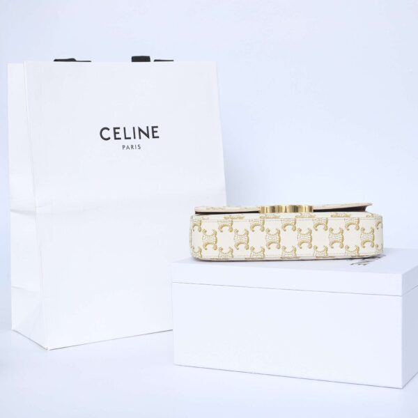 1:1 Replica Celine Chain Shoulder Bag White For Women 8in/20.5cm