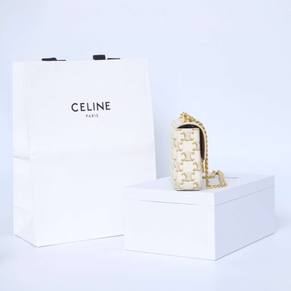 1:1 Replica Celine Chain Shoulder Bag White For Women 8in/20.5cm