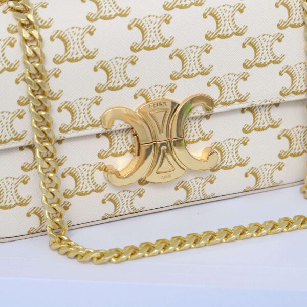 1:1 Replica Celine Chain Shoulder Bag White For Women 8in/20.5cm