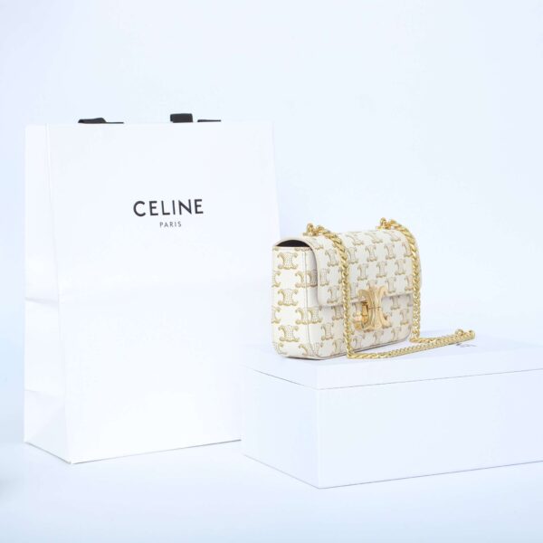 1:1 Replica Celine Chain Shoulder Bag White For Women 8in/20.5cm