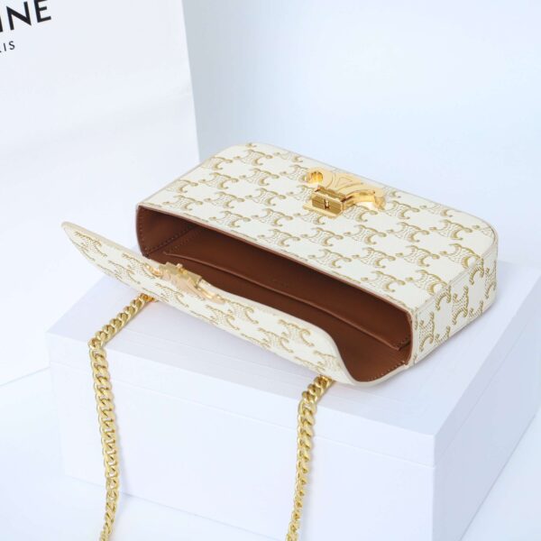 1:1 Replica Celine Chain Shoulder Bag White For Women 8in/20.5cm