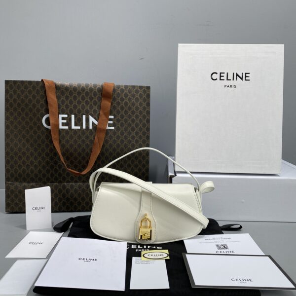 1:1 Replica Celine Clutch On Strap White For Women 7in/18cm 10I593DQ1.01OP