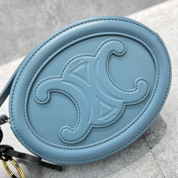 1:1 Replica Celine Crossbody Oval Purse Cuir Triomphe Blue For Women 6in/16cm 10I703DPQ.07DD