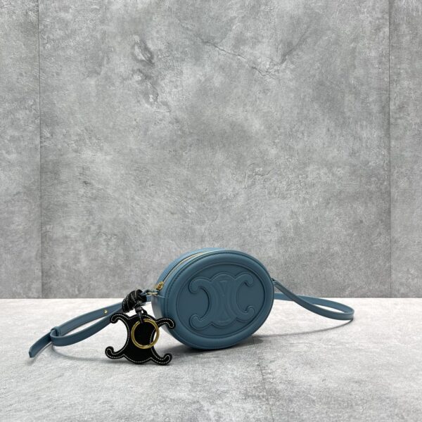1:1 Replica Celine Crossbody Oval Purse Cuir Triomphe Blue For Women 6in/16cm 10I703DPQ.07DD