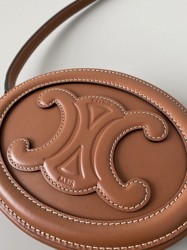 1:1 Replica Celine Crossbody Oval Purse Cuir Triomphe Brown For Women 6in/16cm 10I703DPQ.04LU
