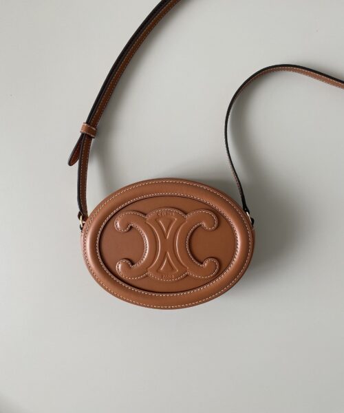 1:1 Replica Celine Crossbody Oval Purse Cuir Triomphe Brown For Women 6in/16cm 10I703DPQ.04LU