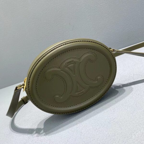 1:1 Replica Celine Crossbody Oval Purse Cuir Triomphe Dark Green For Women 6in/16cm