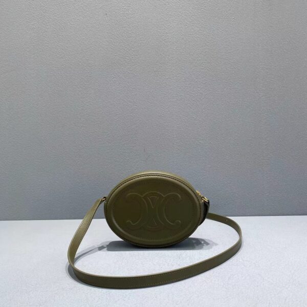 1:1 Replica Celine Crossbody Oval Purse Cuir Triomphe Dark Green For Women 6in/16cm
