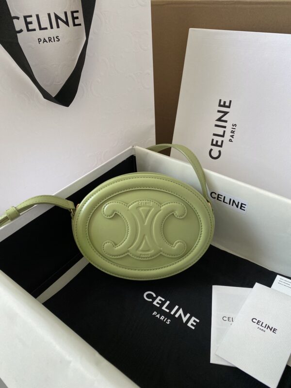 1:1 Replica Celine Crossbody Oval Purse Cuir Triomphe Mint Green For Women 6in/16cm