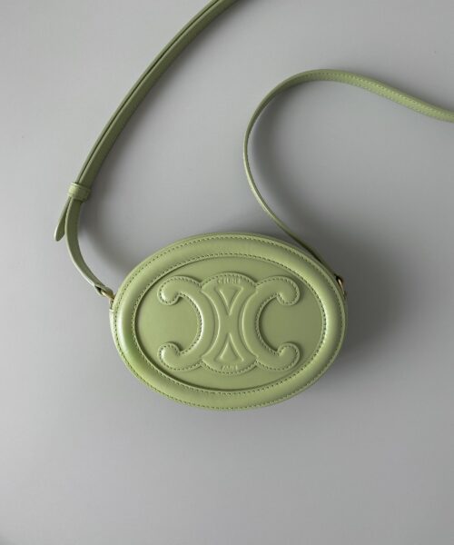 1:1 Replica Celine Crossbody Oval Purse Cuir Triomphe Mint Green For Women 6in/16cm